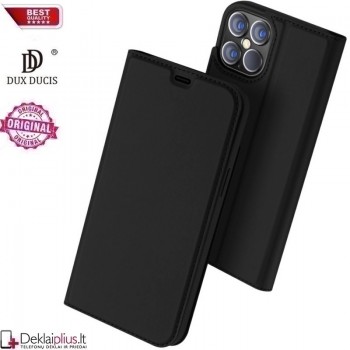 Dux Ducis dirbtinės odos atverčiamas dėklas - juodas (Apple Iphone 12 Pro Max)